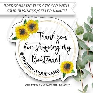 🌻Thank You For Shopping My Boutique- Sticker 2" (inches)(48ct.) [GD83-48]